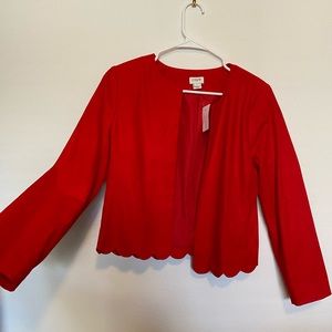 NWT J. Crew Red Scalloped Blazer SMALL